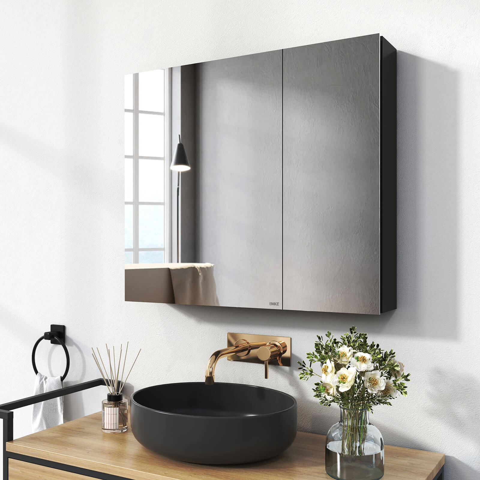 emke-mc7-armoire-miroir-salle-de-bain-75x65-cm-noir image 1