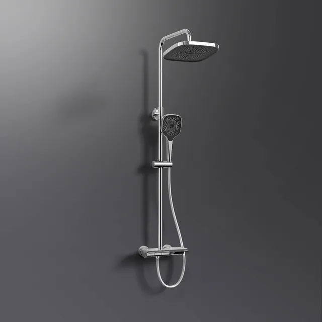 emke-f12-colonne-de-douche-thermostatique-chrome-effet-pluie image 1