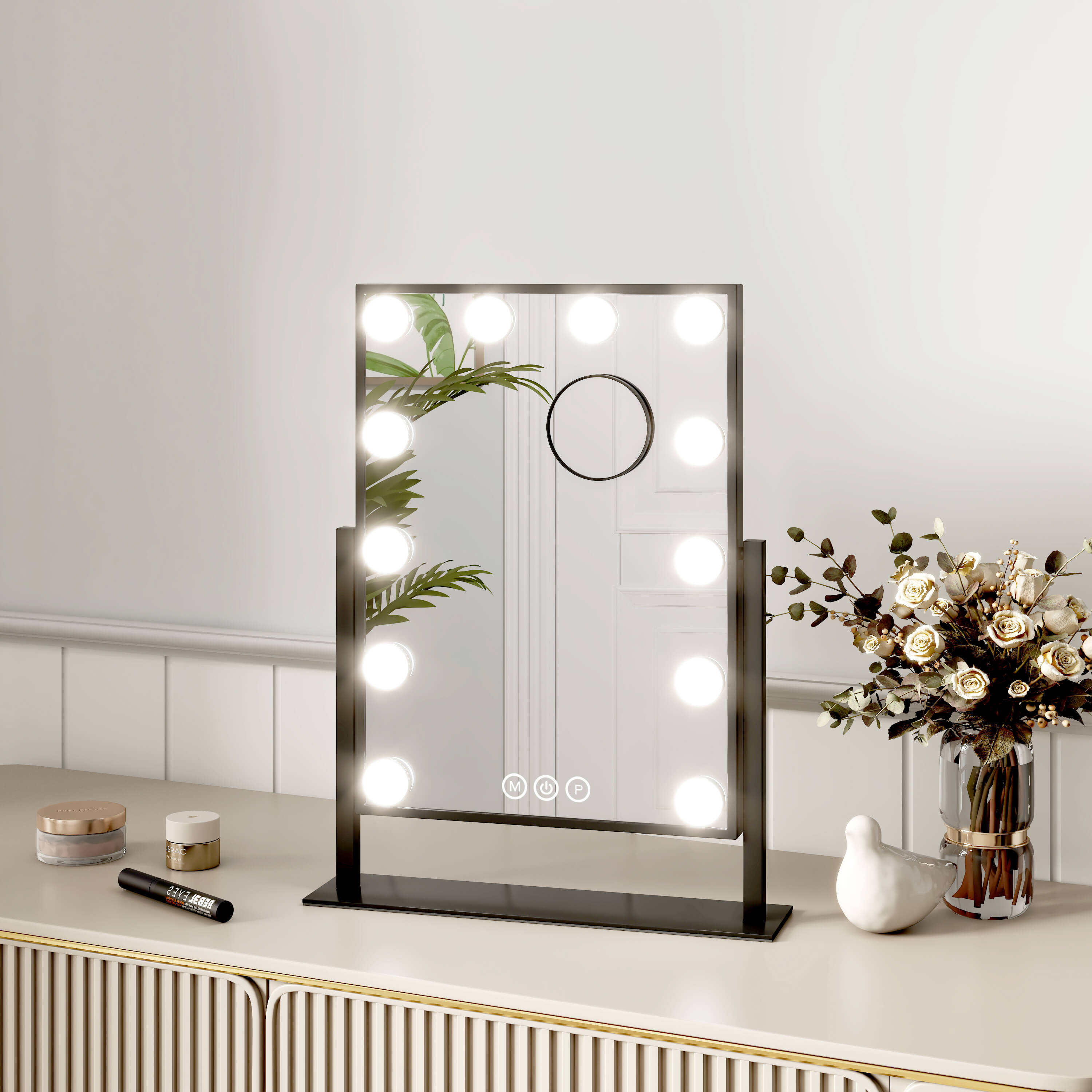 emke-cm12-miroir-maquillage-led-noir-30x41cm-7x-hollywood image 2