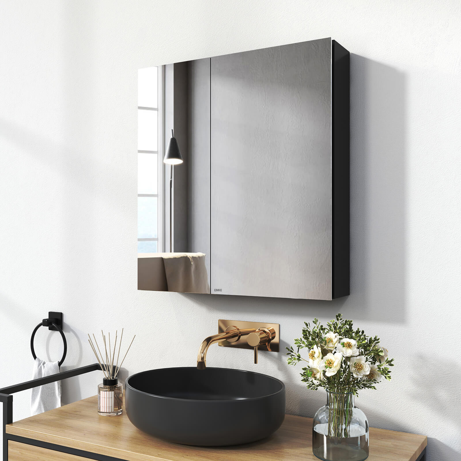 emke-mc6-armoire-miroir-60x65-2-portes-noir image 1