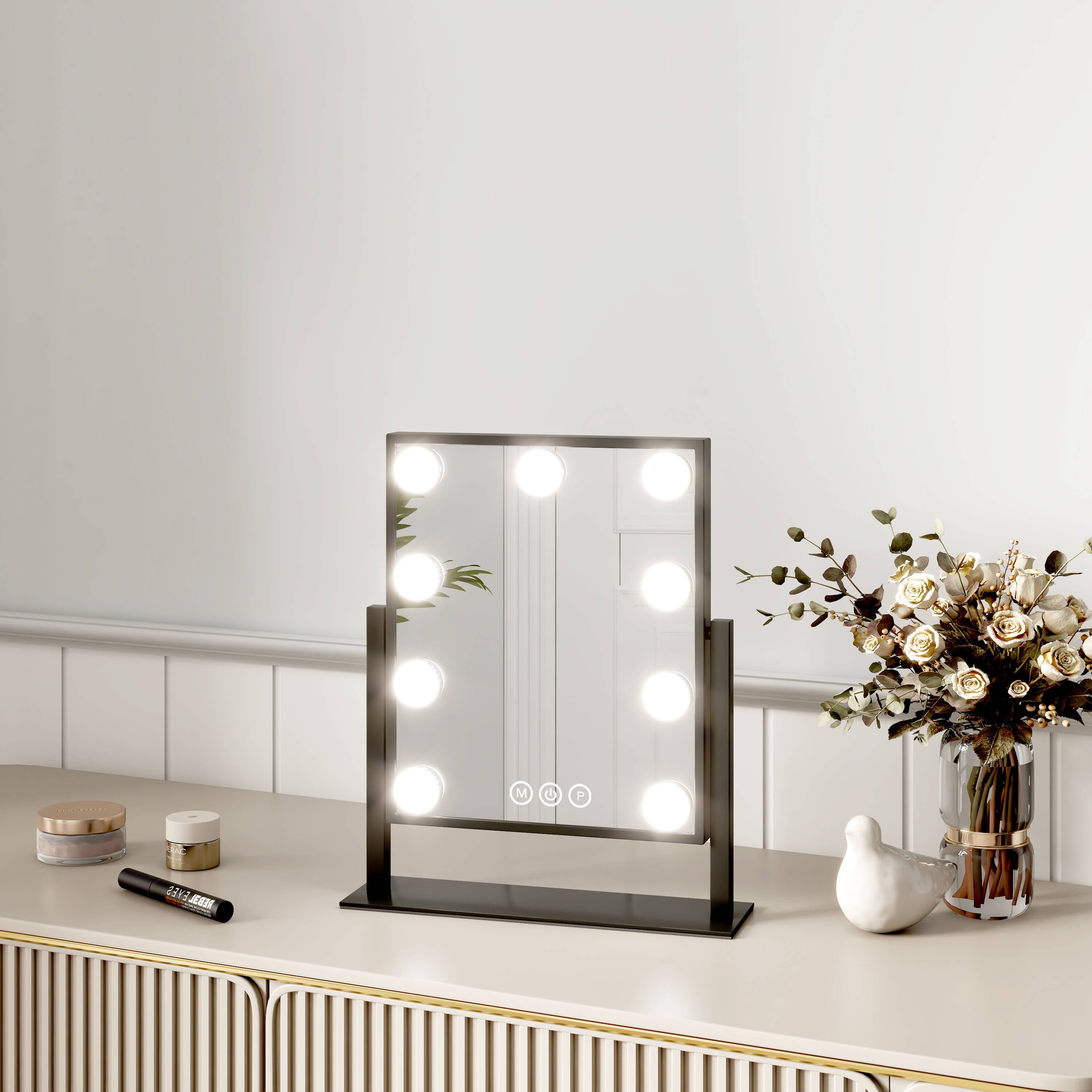 emke-cm12-miroir-maquillage-led-noir-30x41cm-7x-hollywood image 1