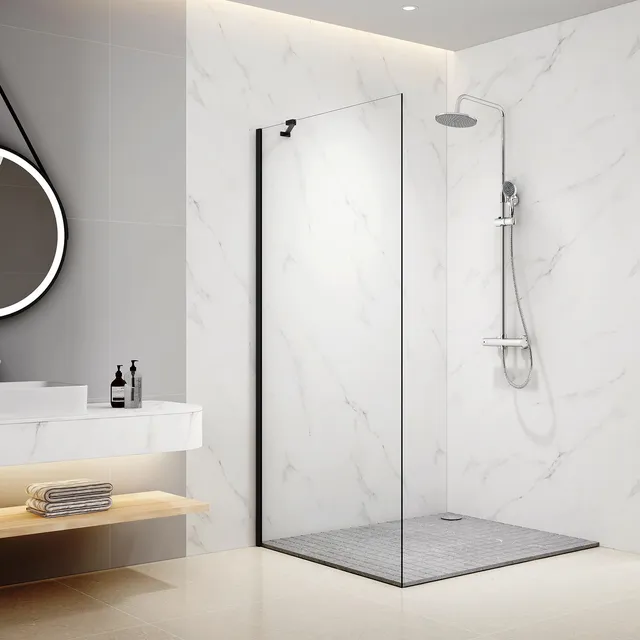 emke-paroi-douche-italienne-noir-90x195-verre-8mm-nano image 1