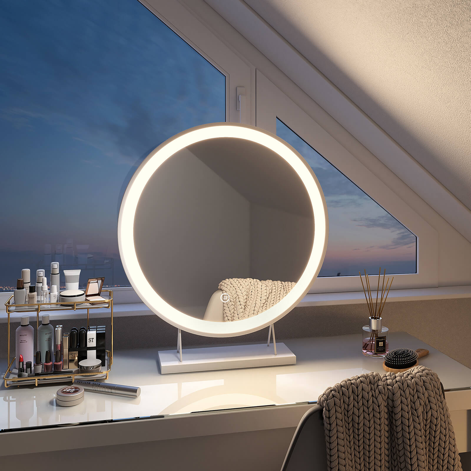 emke-cm01-miroir-maquillage-led-rond-blanc-40-cm-tactile image 3