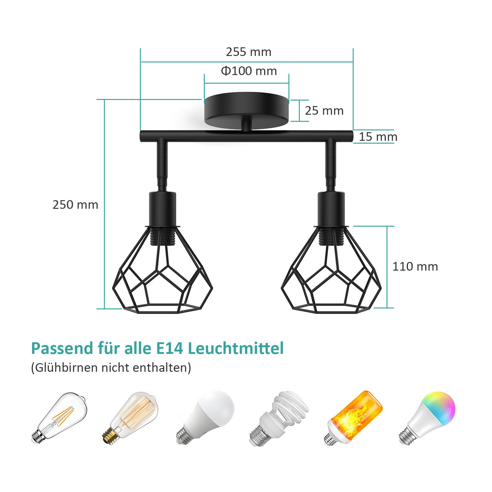 emke-l25a2bl-plafonnier-applique-noir-2-lampes image 8