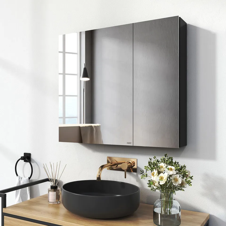 emke-mc7-armoire-miroir-salle-de-bain-75x65-cm-noir image 1