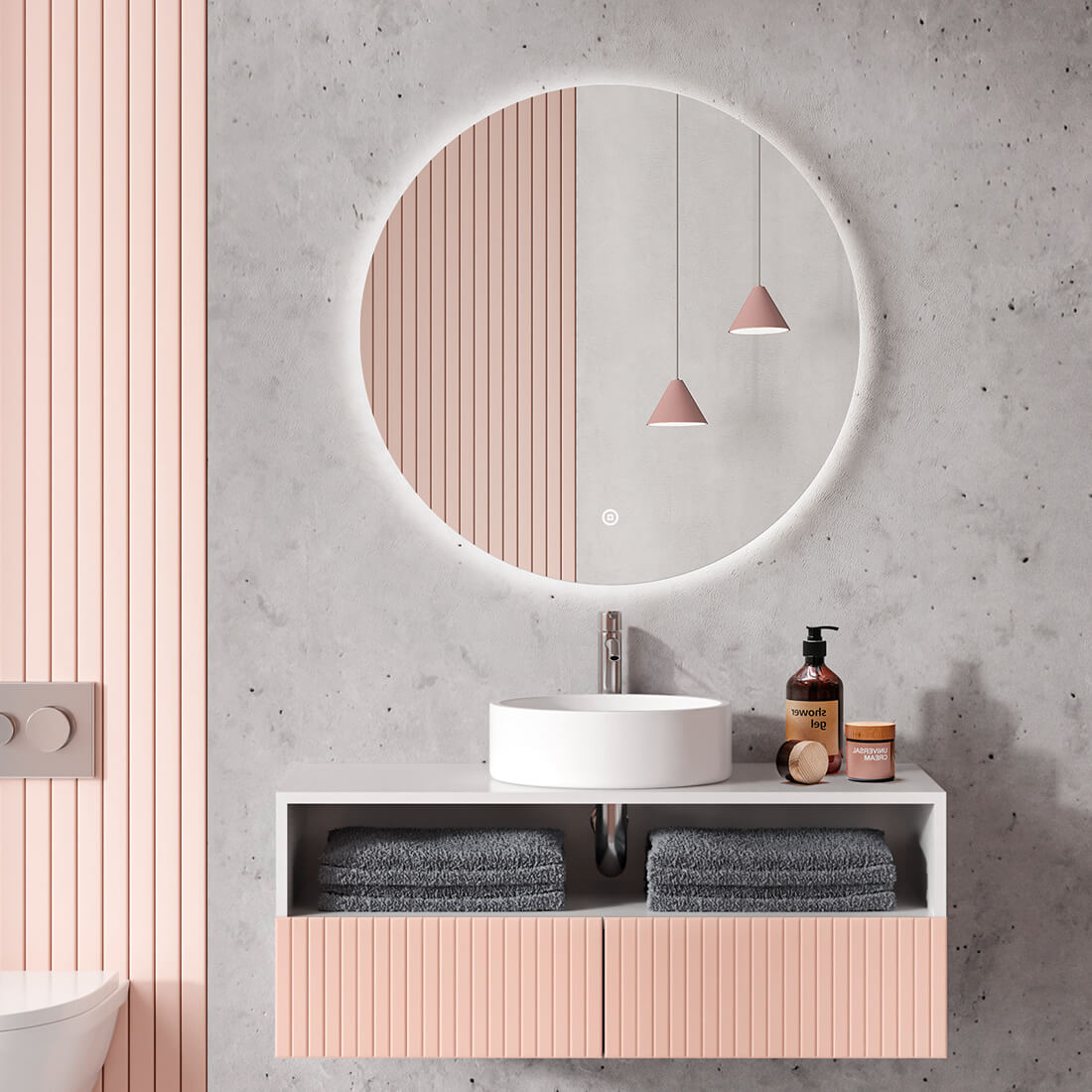 emke-olm03-miroir-led-salle-de-bain-rond-80-cm-tactile-3-couleurs image 2
