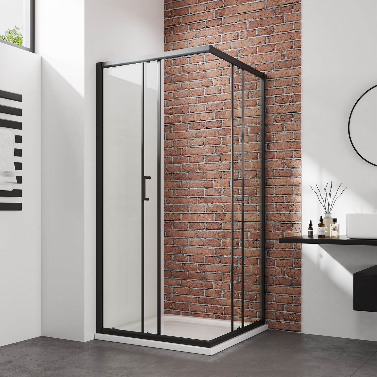 emke-cabine-de-douche-carr-e-90x90x190-noire-coulissante image 4