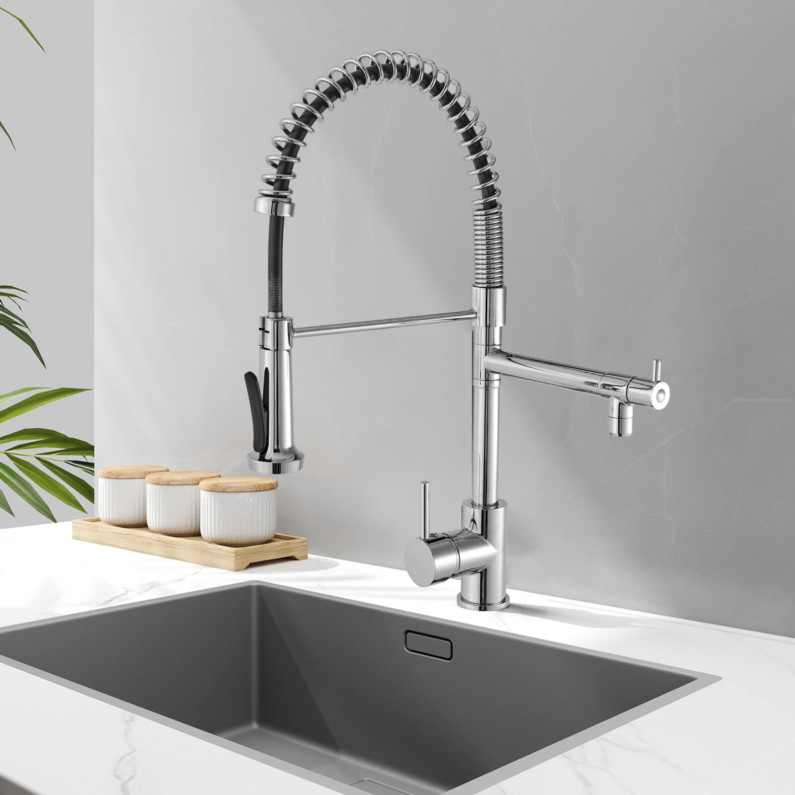 emke-f19-mitigeur-cuisine-chrome-flexible-2-jets image 2