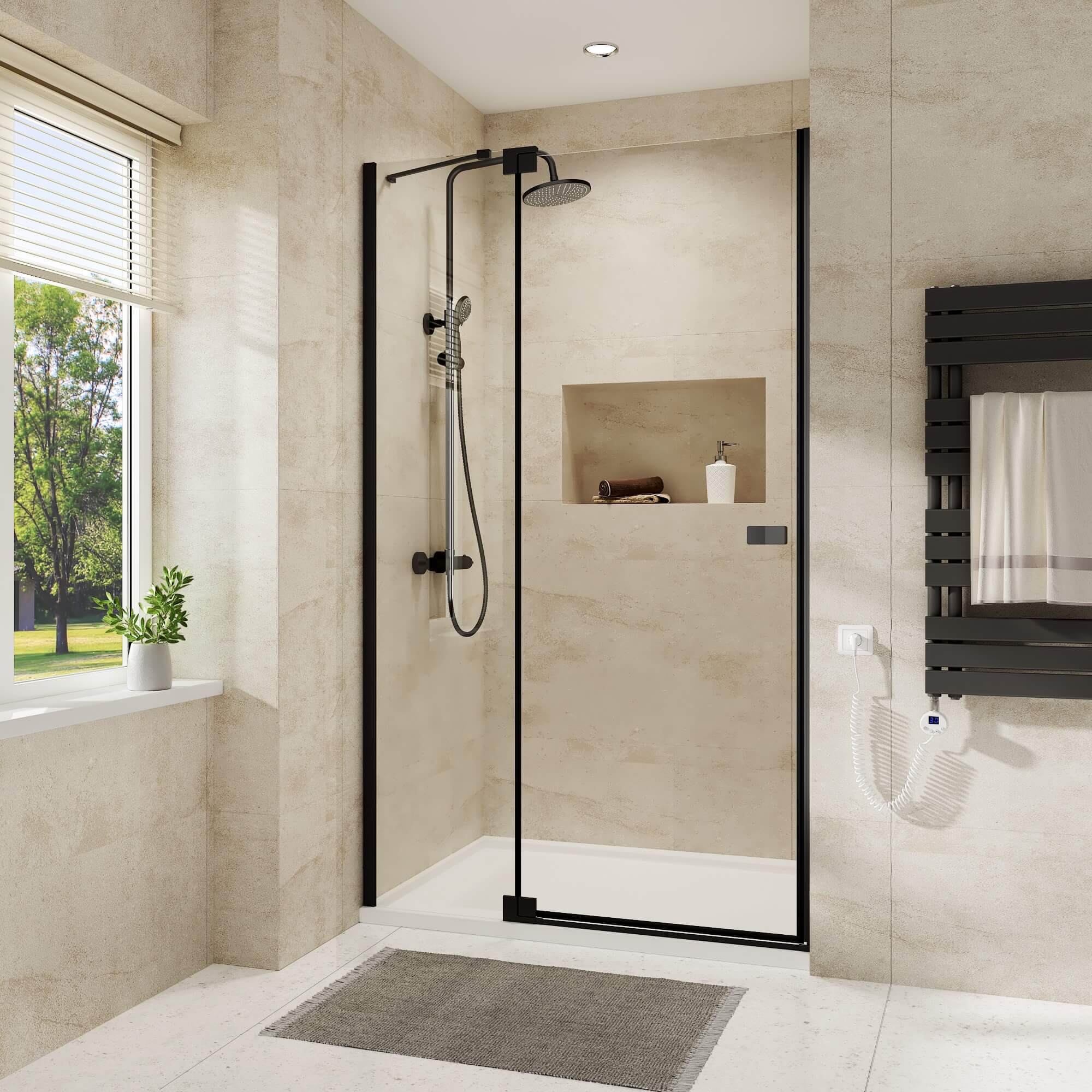 emke-porte-douche-pliante-noir-90x190-verre-8mm-nano image 1