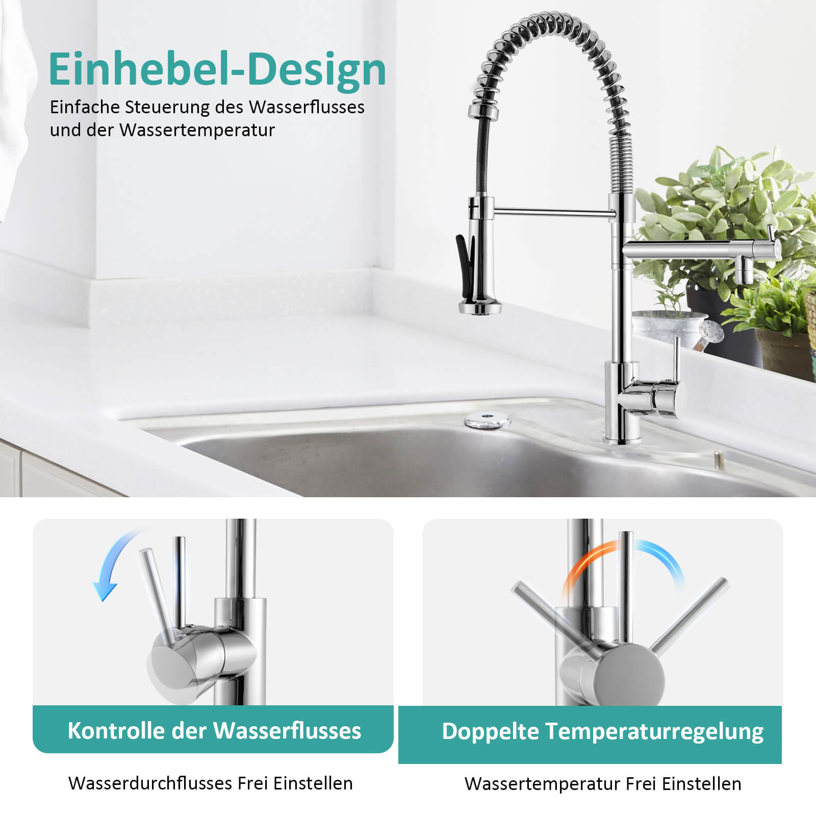 emke-f19-mitigeur-cuisine-chrome-flexible-2-jets image 3