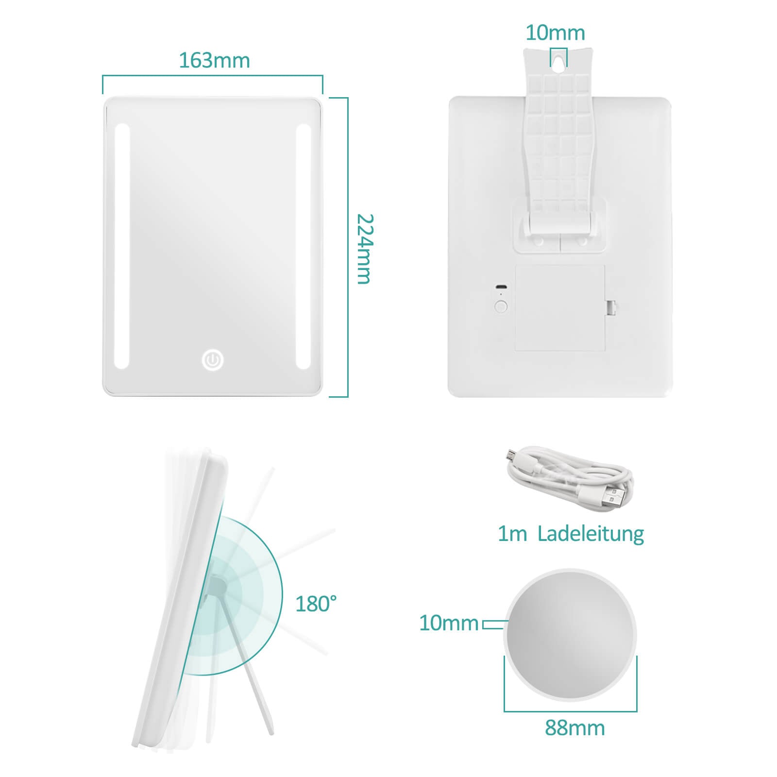 emke-cm03-miroir-grossissant-led-3x-usb-6000k image 7