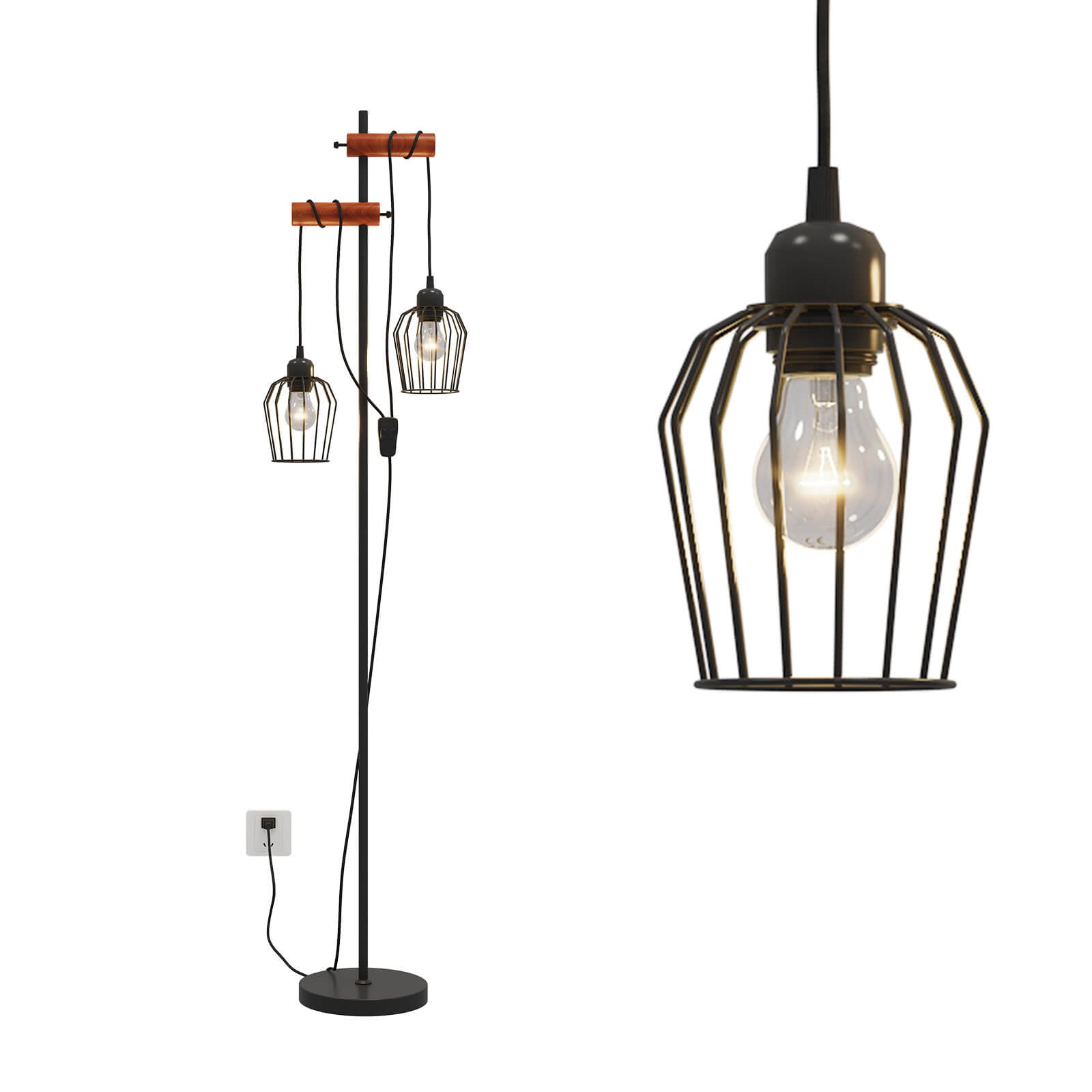 emke-l28e2bl-lampadaire-noir-150-cm-2-lampes-e27 image 8