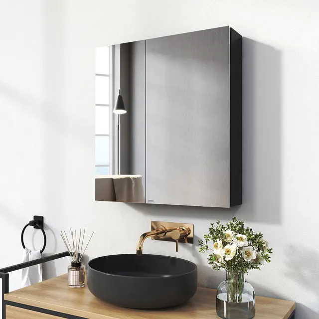 emke-mc6-armoire-miroir-60x65-2-portes-noir image 1