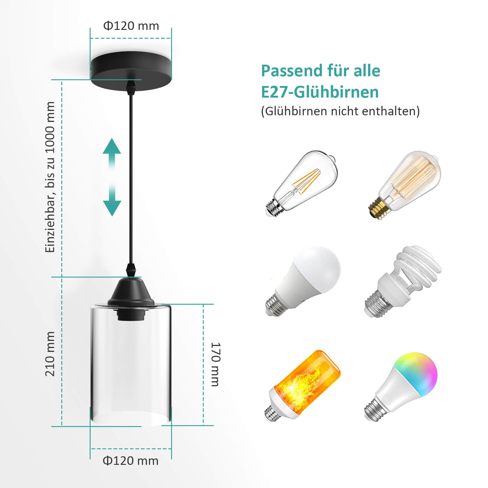 emke-l17b2bl-suspension-verre-e27-noire-100cm image 6
