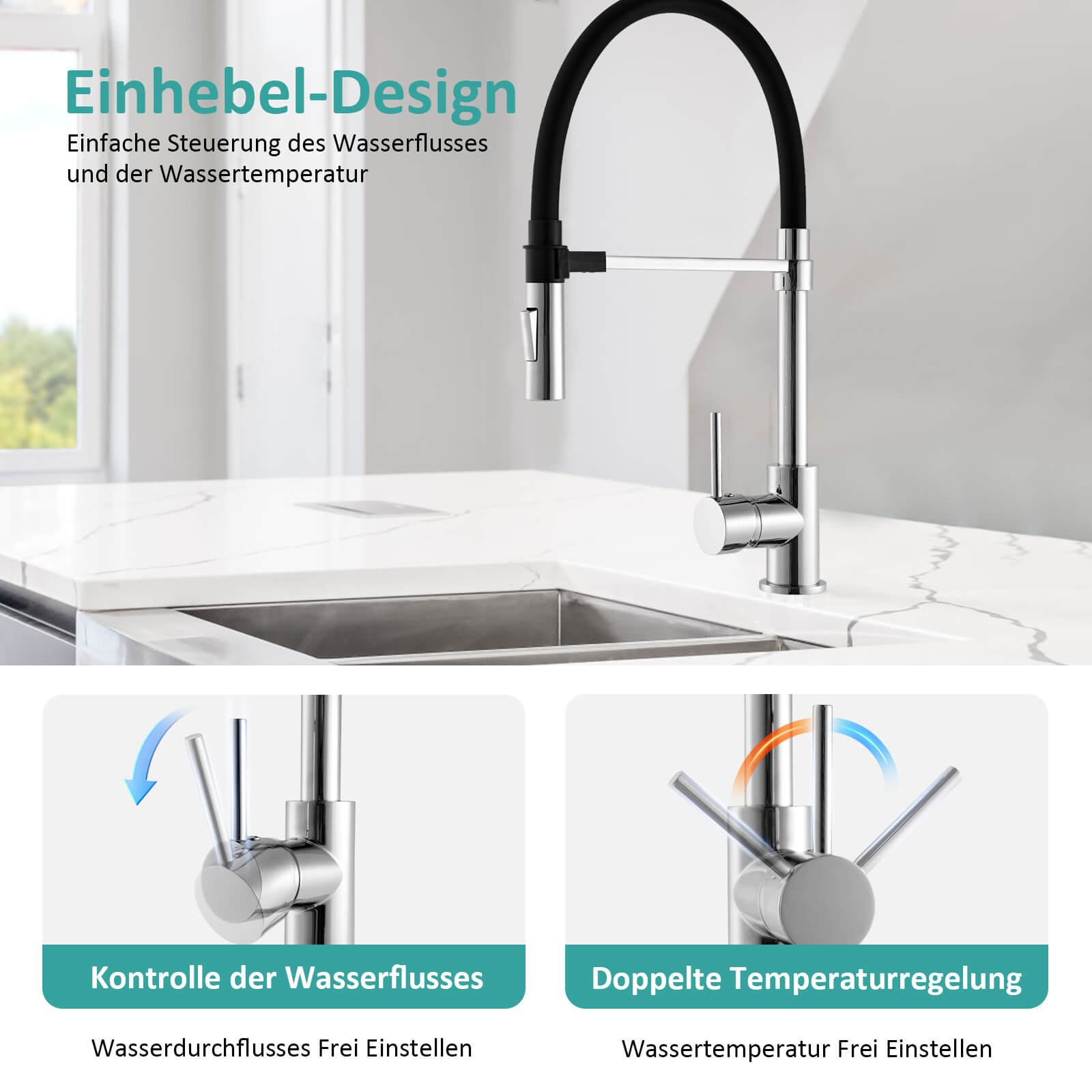emke-f17-robinet-cuisine-chrom-2-jets-orientable-360 image 5