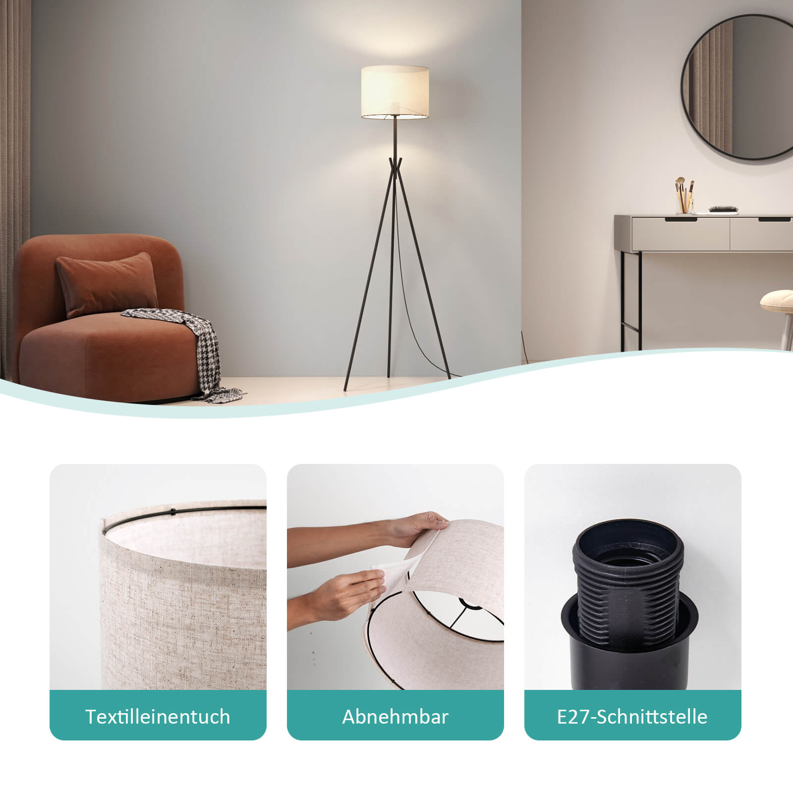 emke-l20e2bl-lampadaire-tr-pied-e27-lin image 6