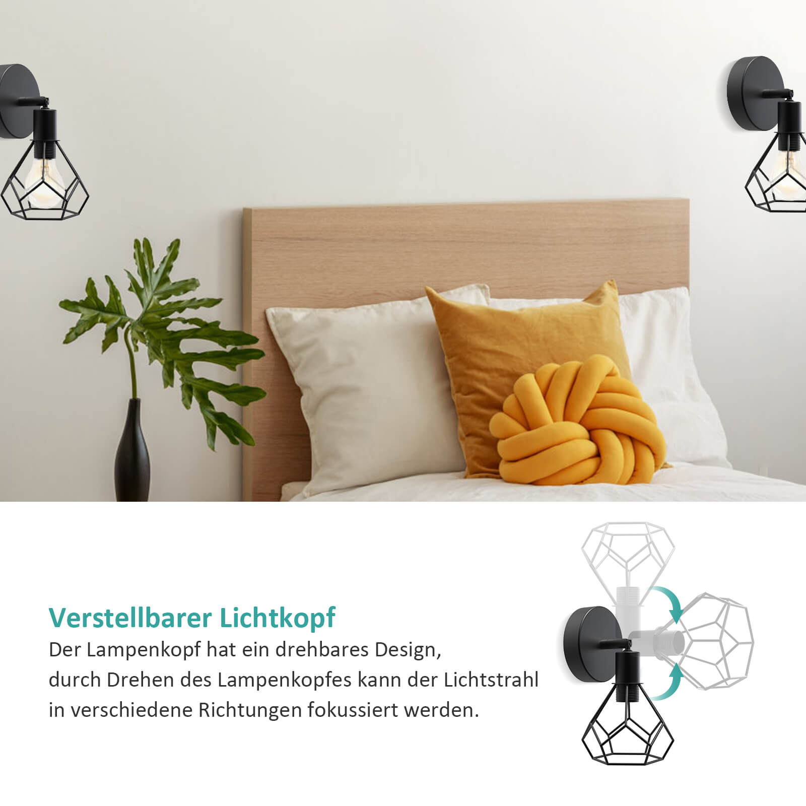 emke-l25a1bl-applique-murale-noire-e14-orientable image 6
