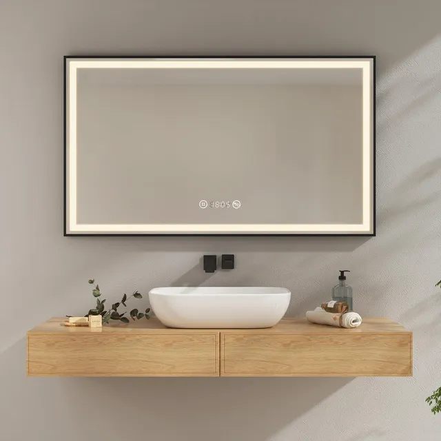 emke-lm23-miroir-lumineux-salle-de-bain-120x70-cadre-noir image 1