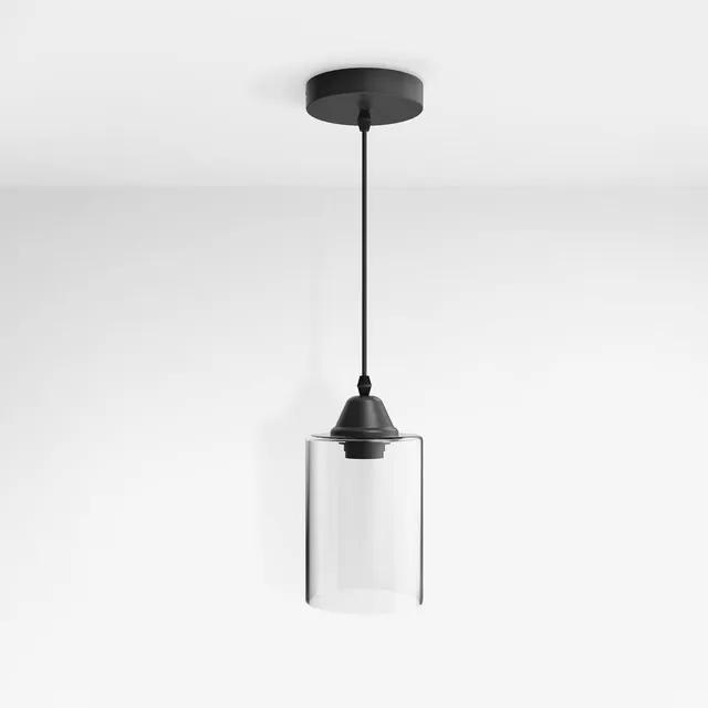 emke-l17b2bl-suspension-verre-e27-noire-100cm image 1