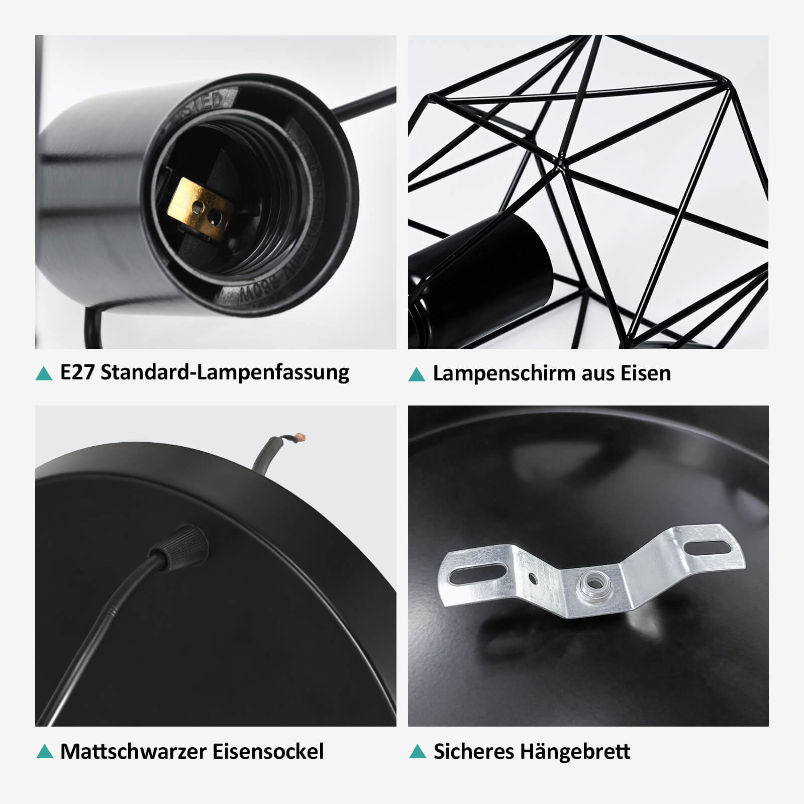 emke-l01bl-suspension-noire-3-lampes-e27 image 2