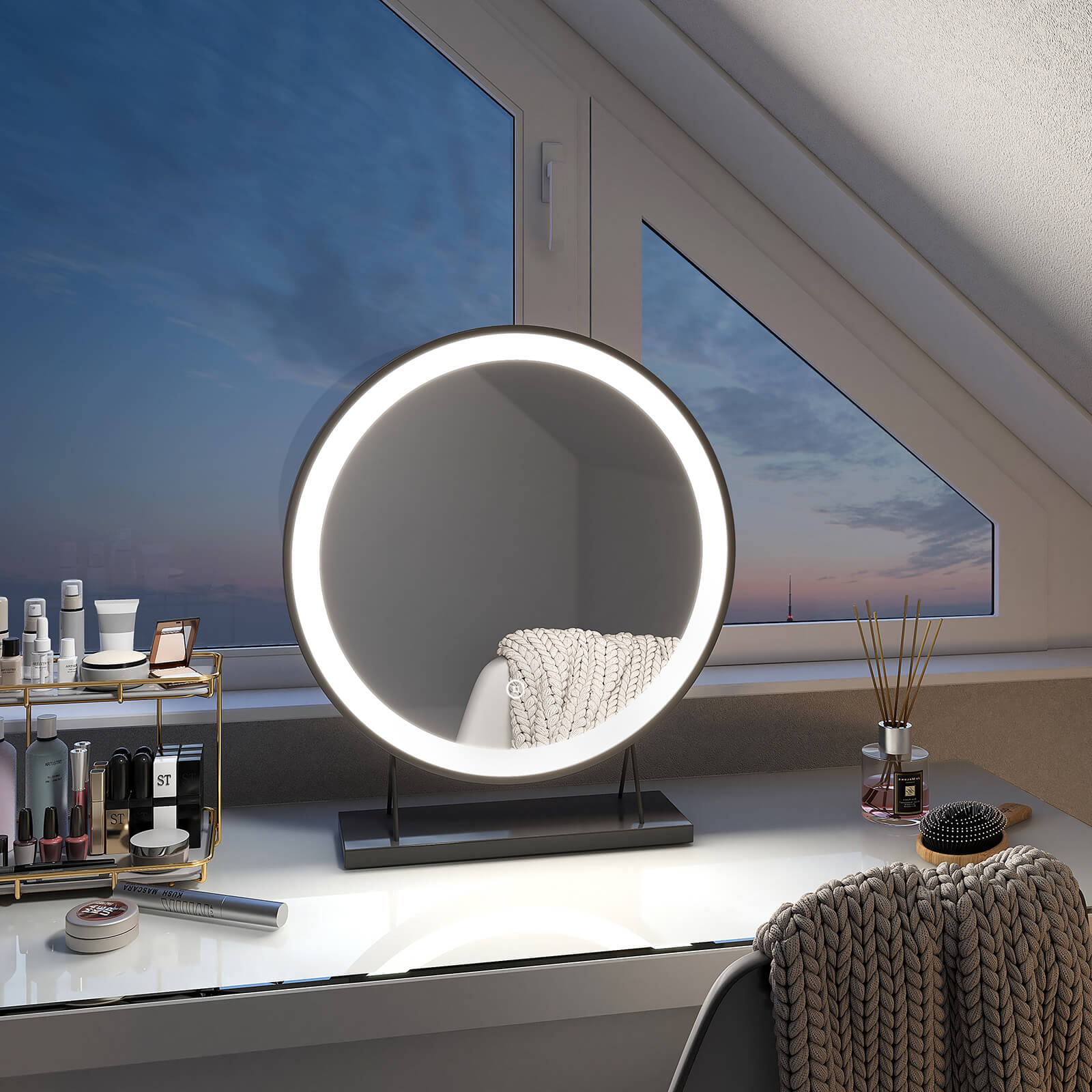 emke-cm01-miroir-maquillage-led-rond-blanc-40-cm-tactile image 5