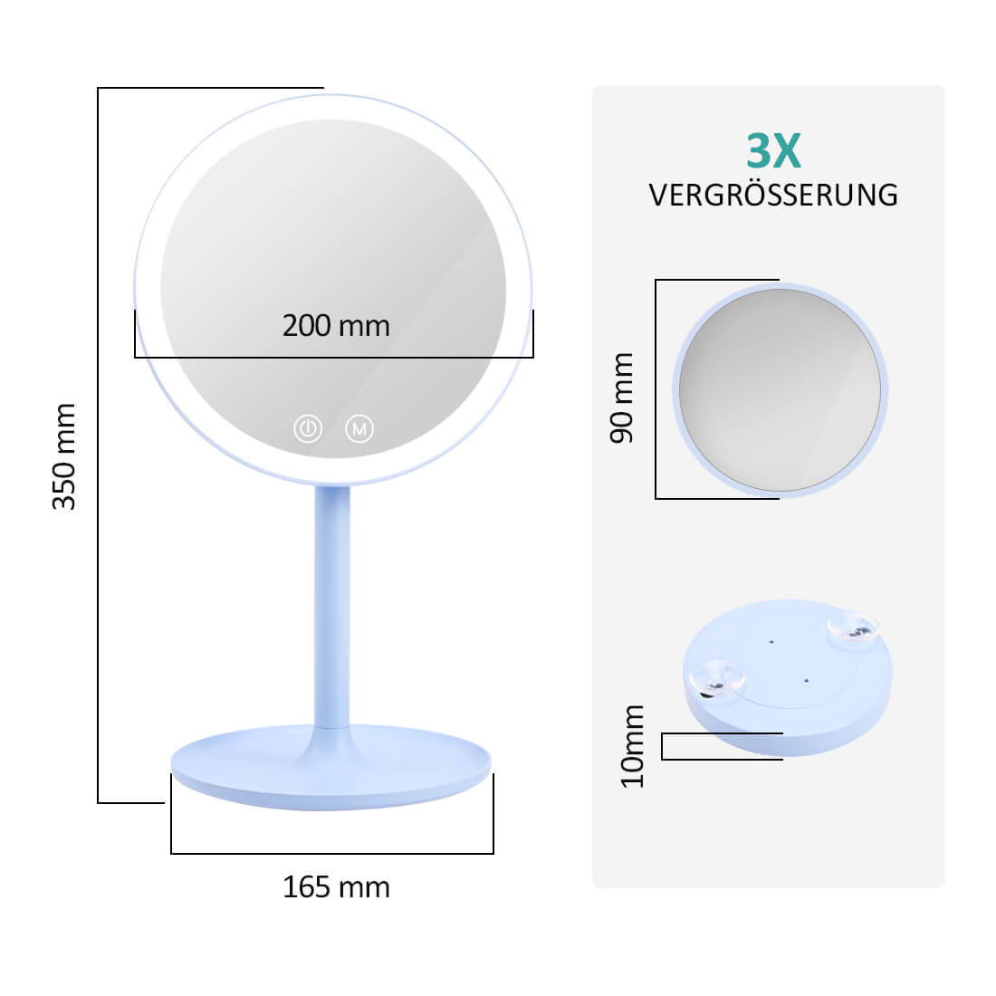 emke-miroir-grossissant-led-1x-3x-rose-rechargeable image 6