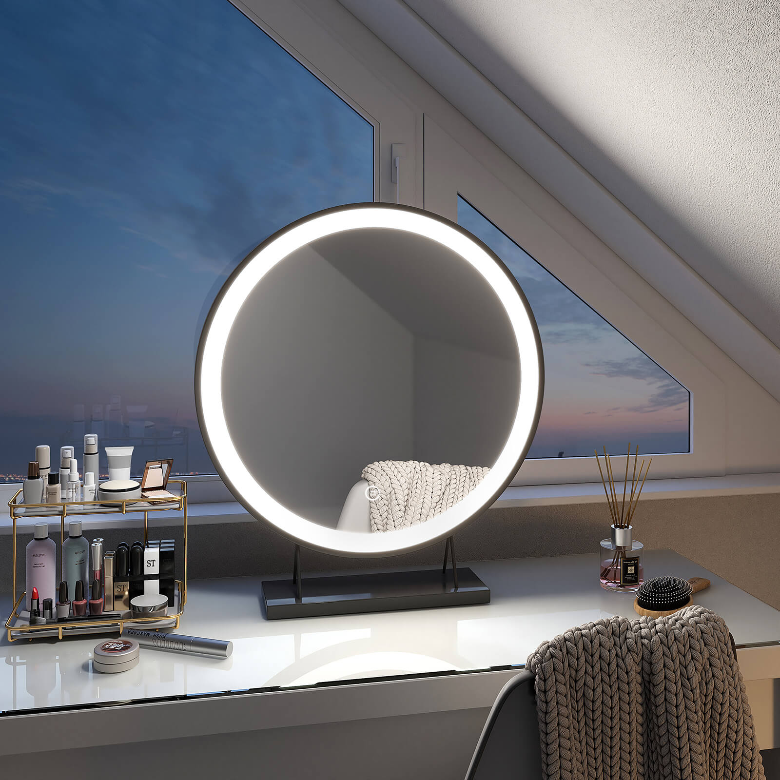emke-cm01-miroir-maquillage-led-rond-blanc-40-cm-tactile image 6