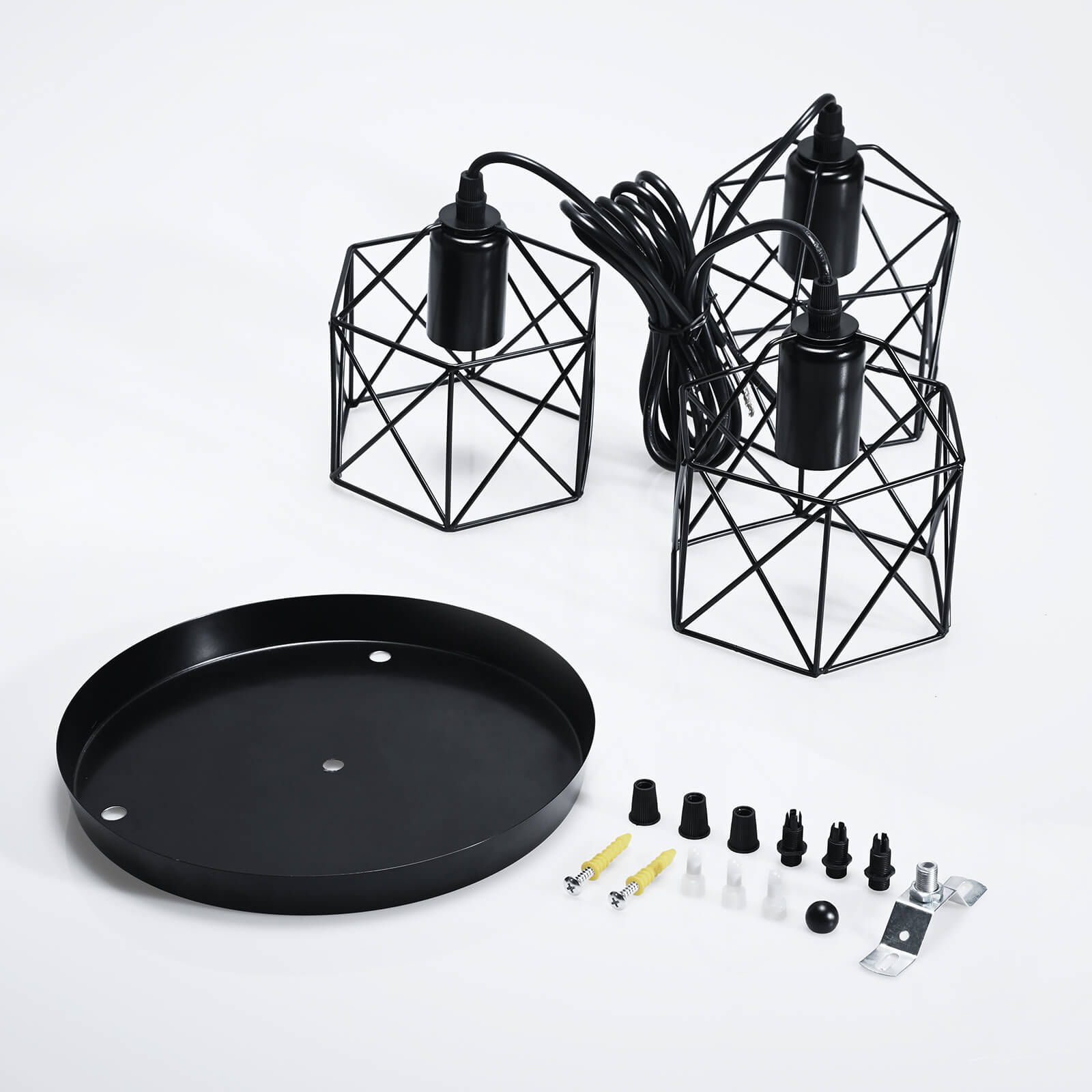 emke-l01bl-suspension-noire-3-lampes-e27 image 3