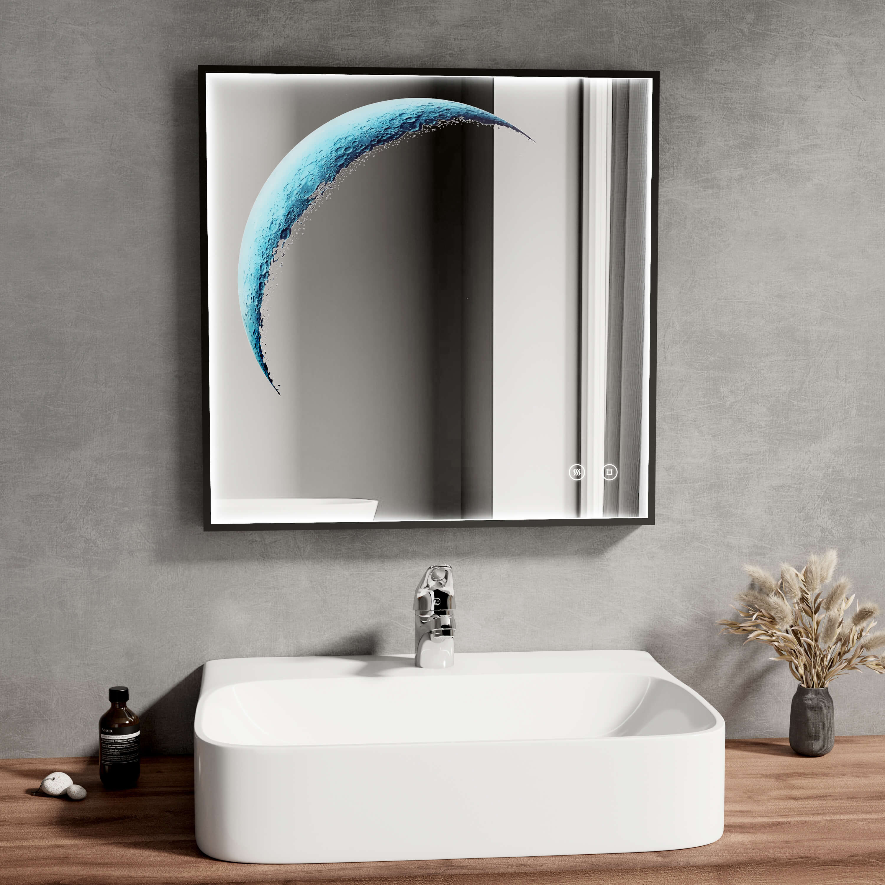 emke-lm29-miroir-lumineux-carr-cadre-noir-led image 2