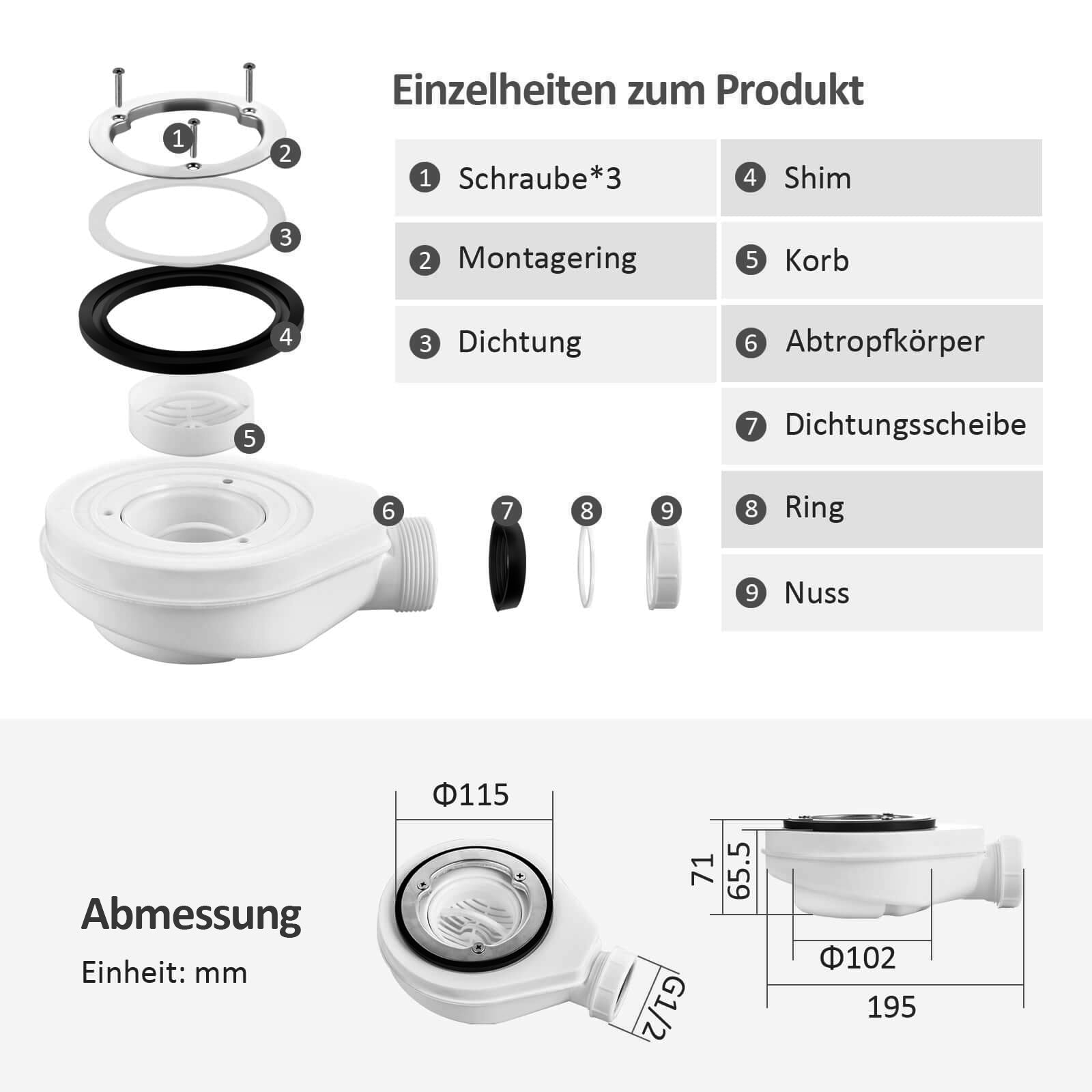 emke-receveur-de-douche-embout-d-coulement-blanc-90-mm image 8