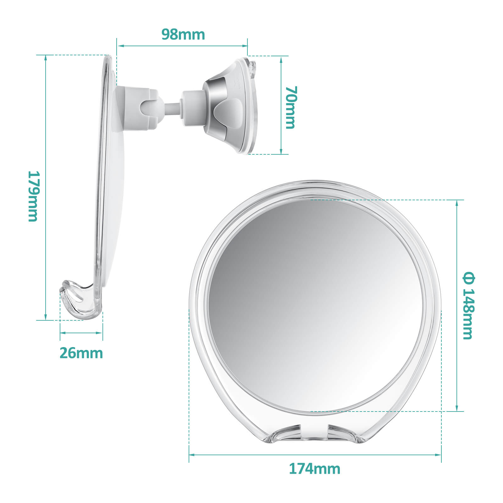 emke-cm03b7w-miroir-grossissant-7x-ventouse-support-rasoir image 7