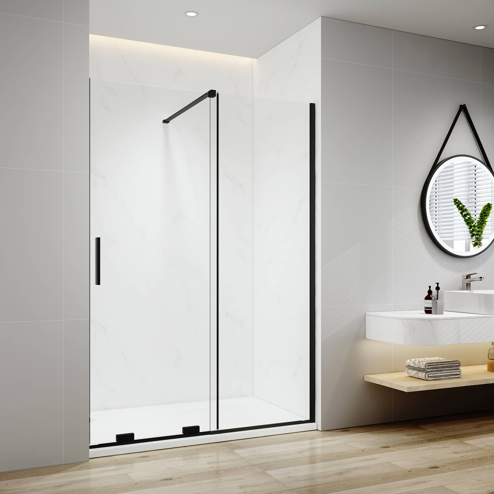 emke-cabine-de-douche-porte-coulissante-140x195-noir image 1