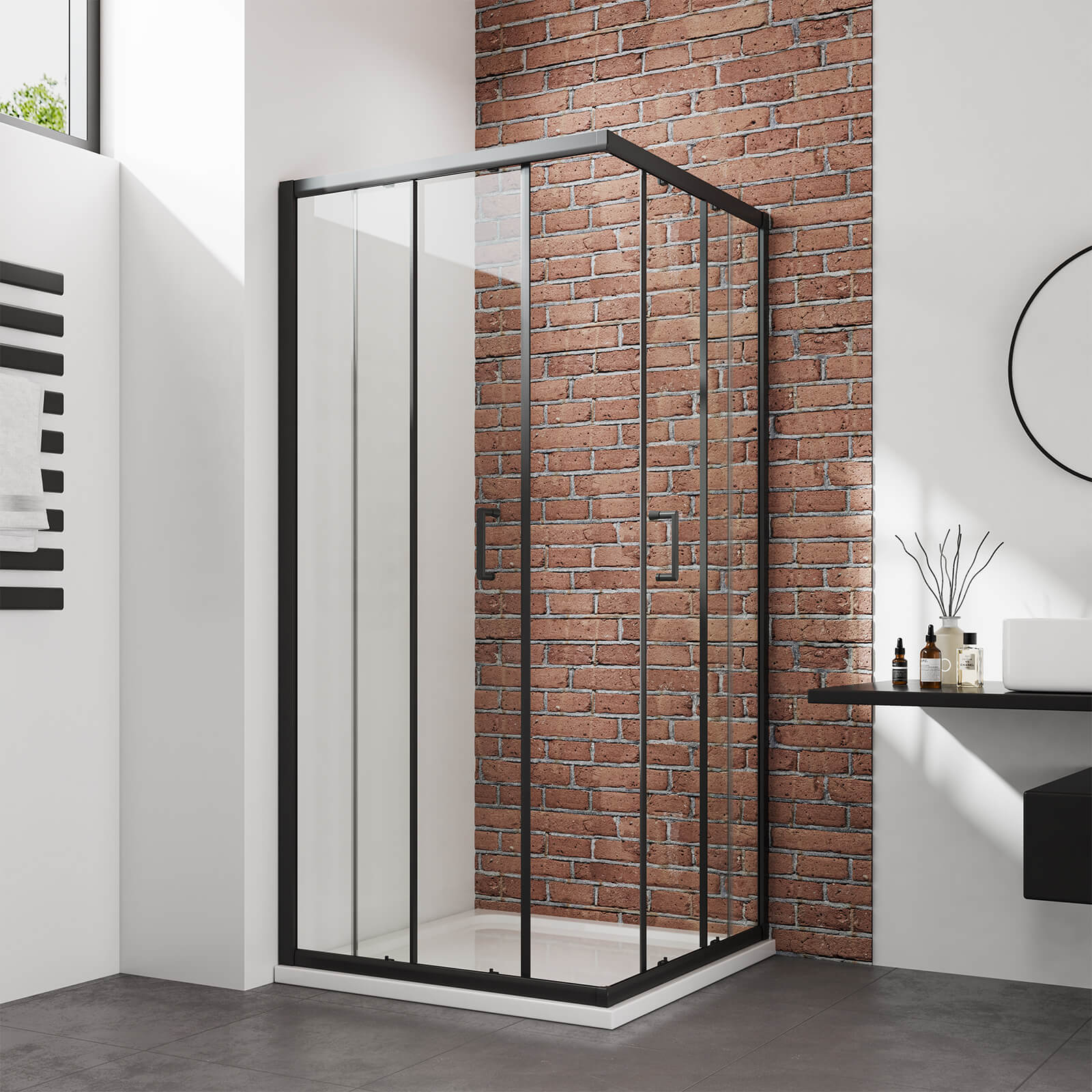 emke-cabine-de-douche-carr-e-90x90x190-noire-coulissante image 3