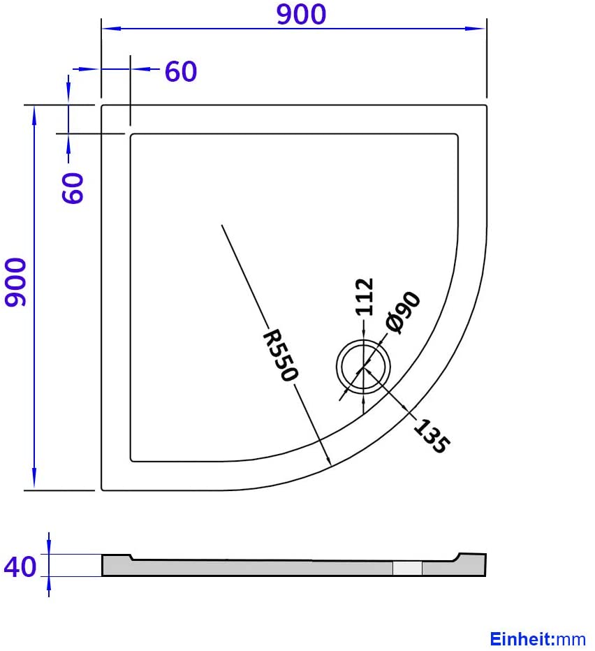 emke-receveur-de-douche-quart-de-cercle-90x90x4-blanc image 2