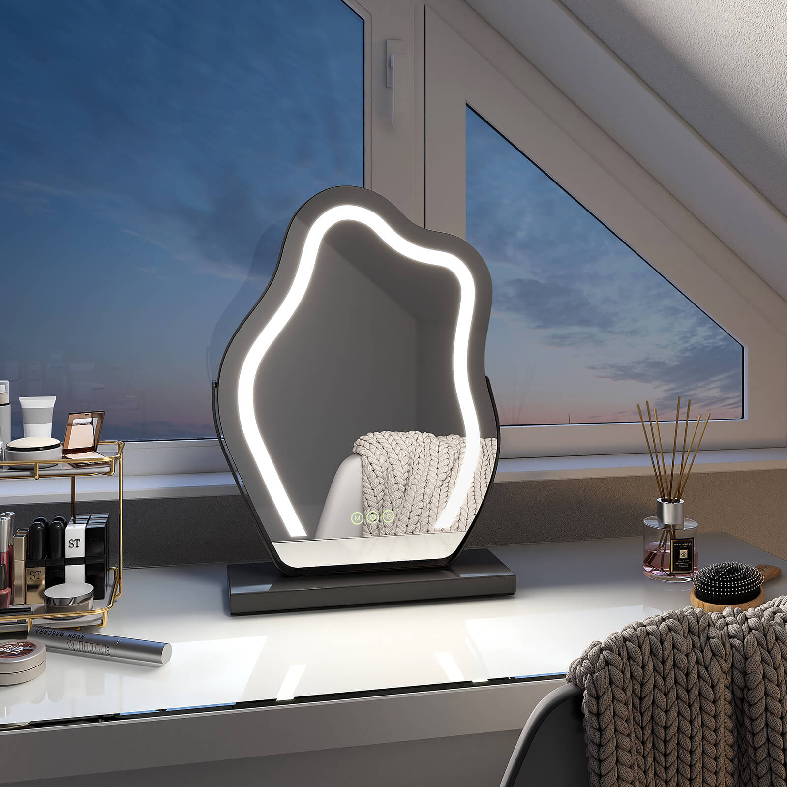 emke-cm14-miroir-maquillage-led-noir-30x40-cm image 1