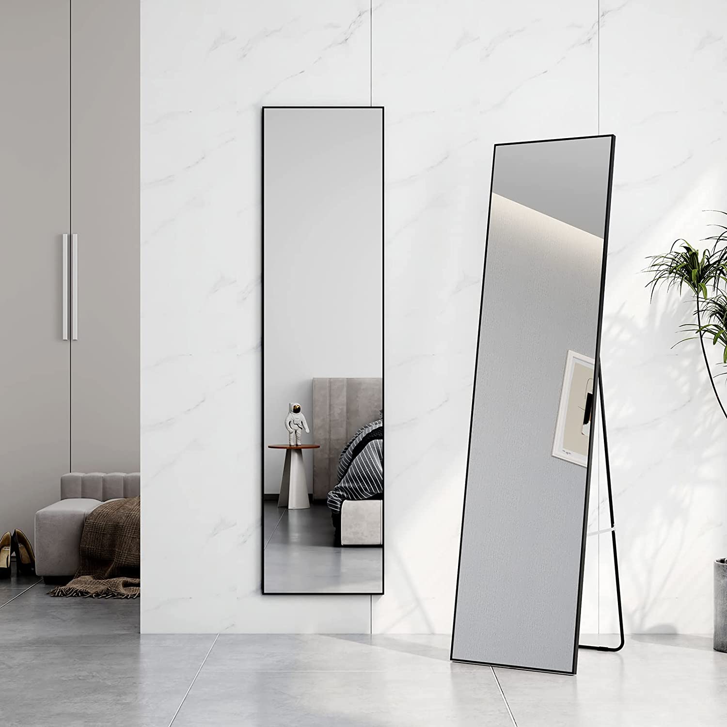 emke-fm02-miroir-sur-pied-noir-160x40-cm-pleine-longueur image 1