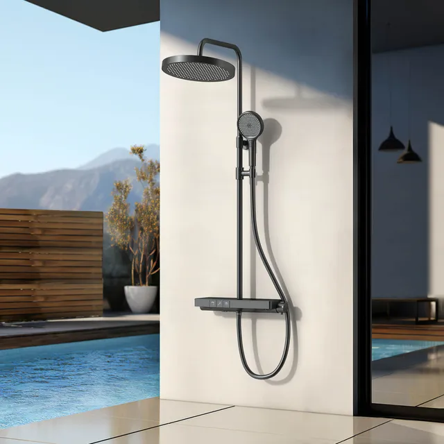 emke-f22-colonne-de-douche-thermostatique-noir-mat-320-mm image 1