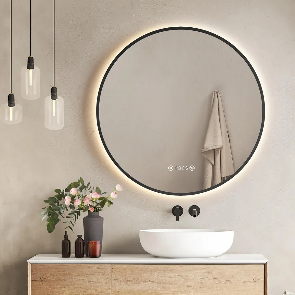 emke-olm09-miroir-led-rond-60-cm-noir-antibu-e image 1