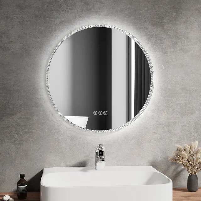 emke-olm13-miroir-salle-de-bain-rond-led-noir-anti-bu-e image 1
