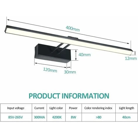 emke-l07-applique-miroir-led-40-cm-noire-6500k-ip44 image 5