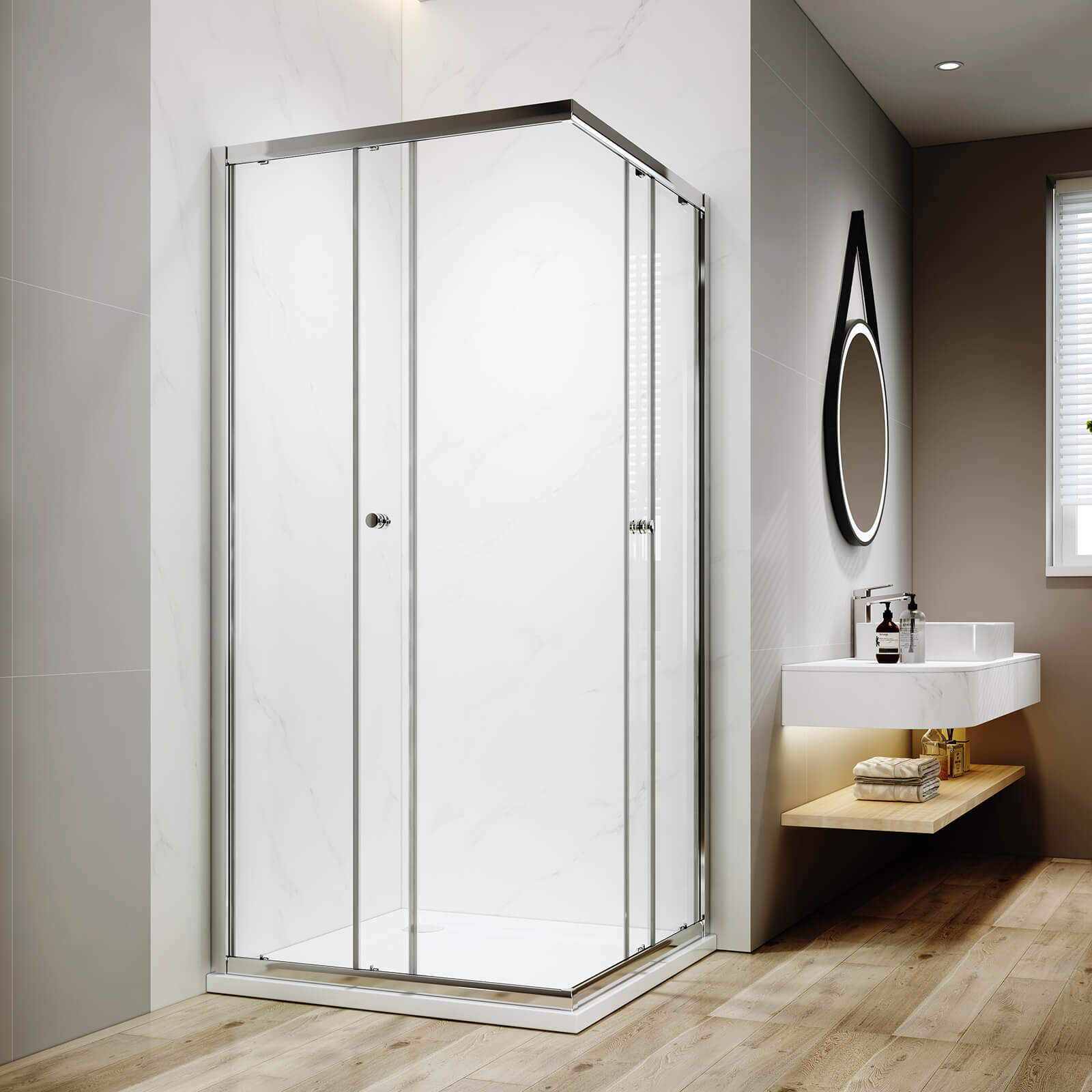 emke-cabine-de-douche-angle-90x90x195-cm-portes-coulissantes-verre image 1
