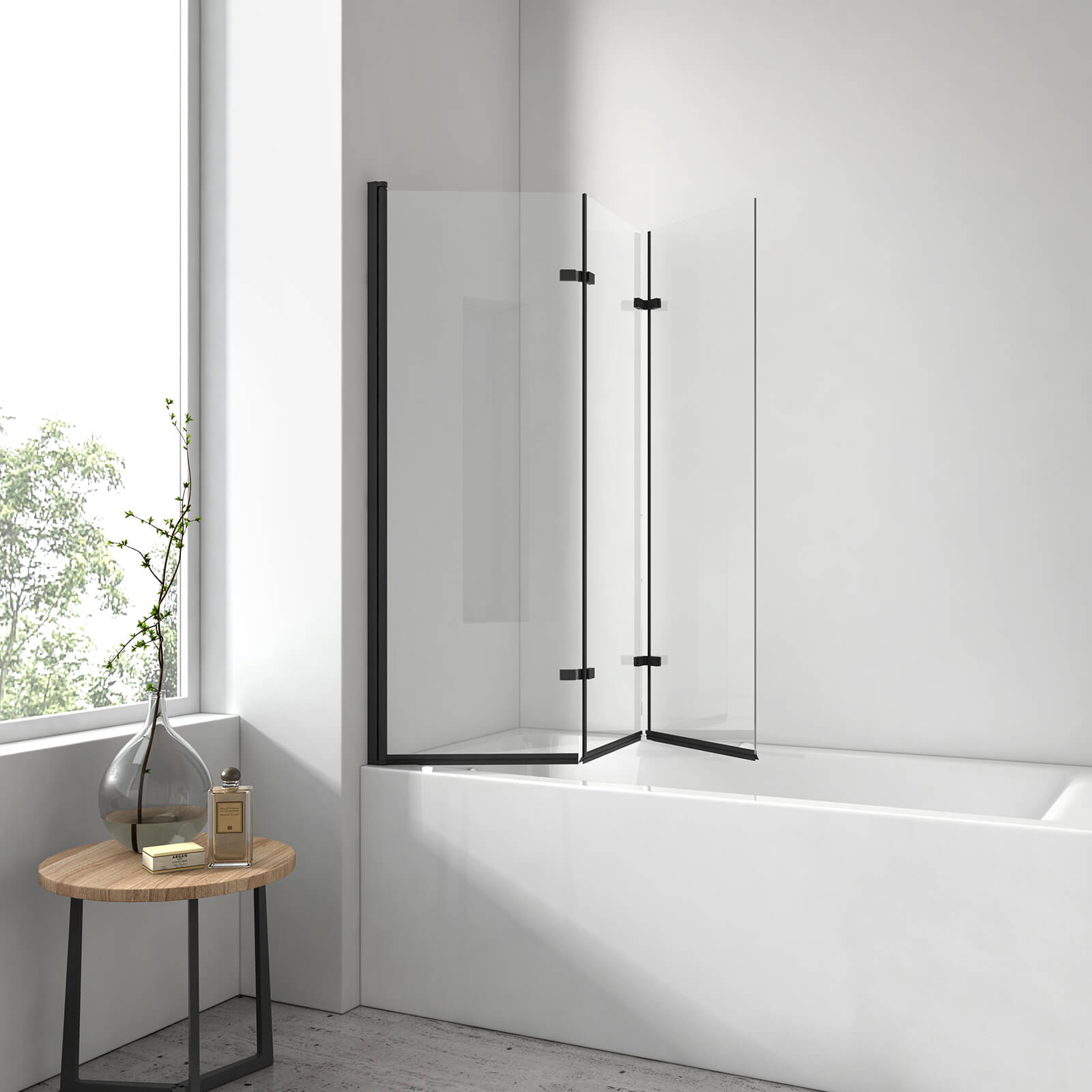 emke-pare-baignoire-120cm-noir-3-volets-verre-6mm image 4
