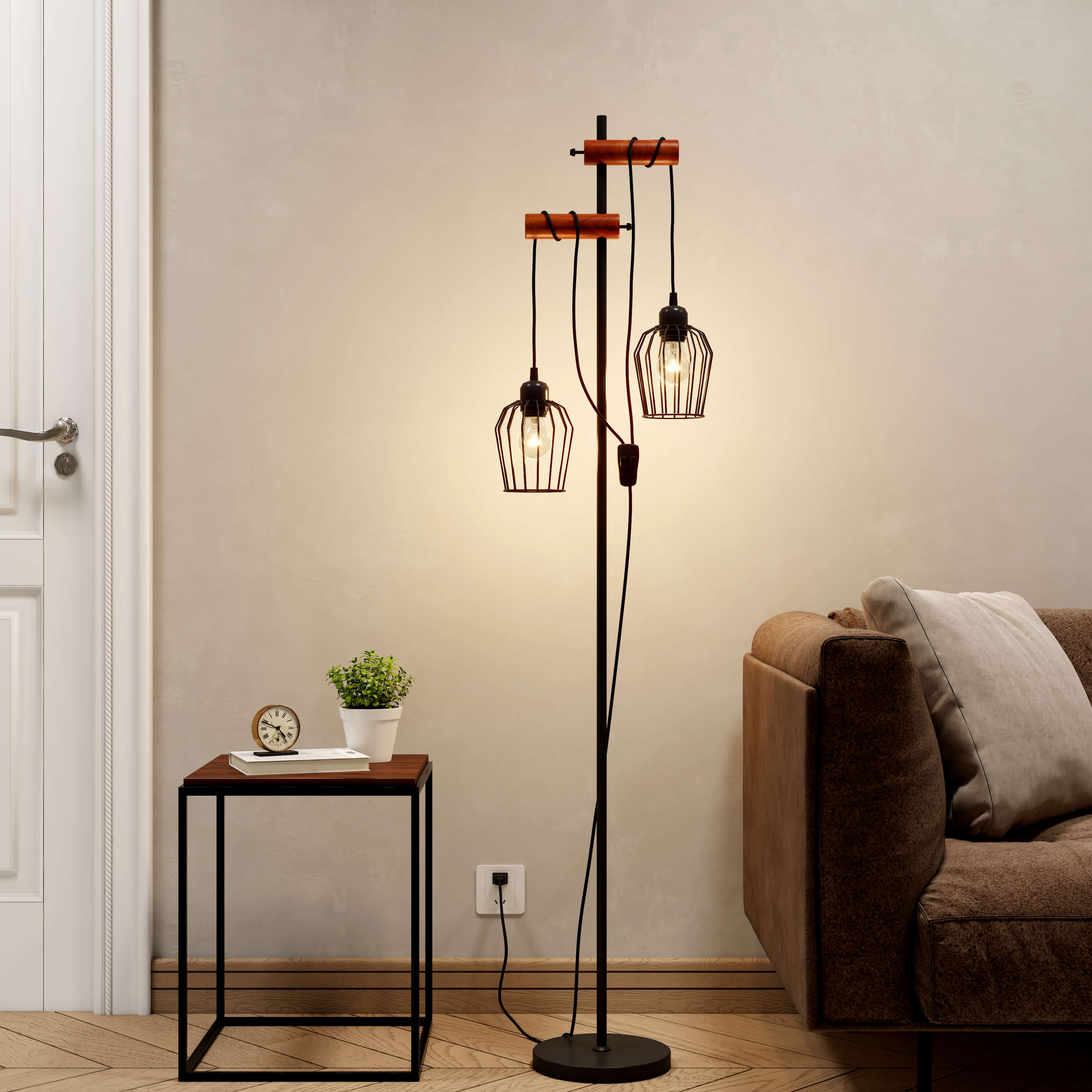 emke-l28e2bl-lampadaire-noir-150-cm-2-lampes-e27 image 6
