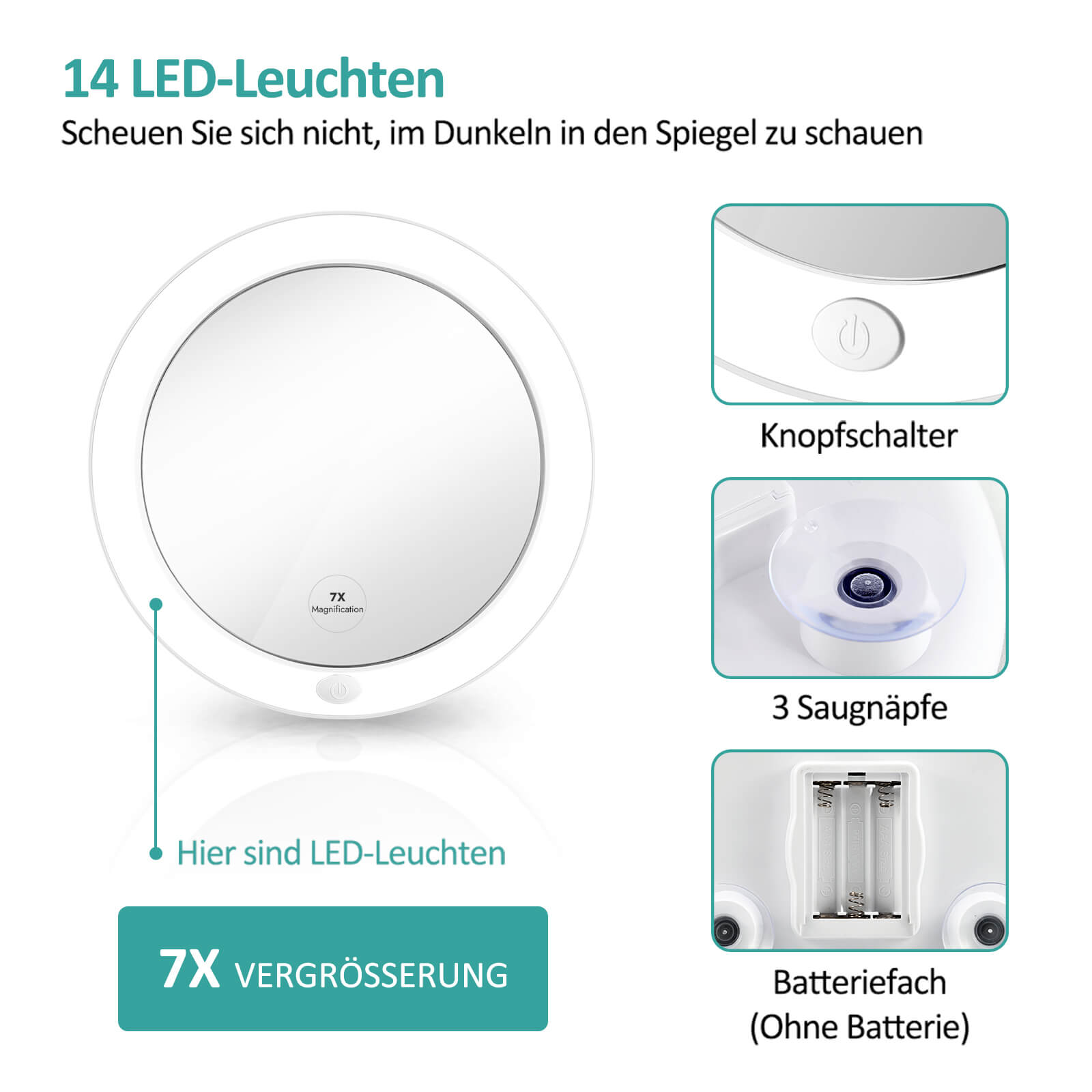 emke-miroir-grossissant-led-5x-blanc-ventouse-165-mm image 8