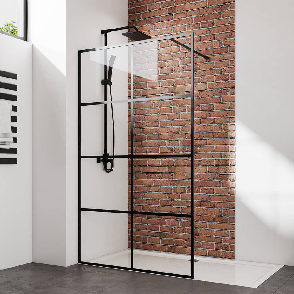 emke-paroi-de-douche-italienne-grille-noire-90x200-cm image 1