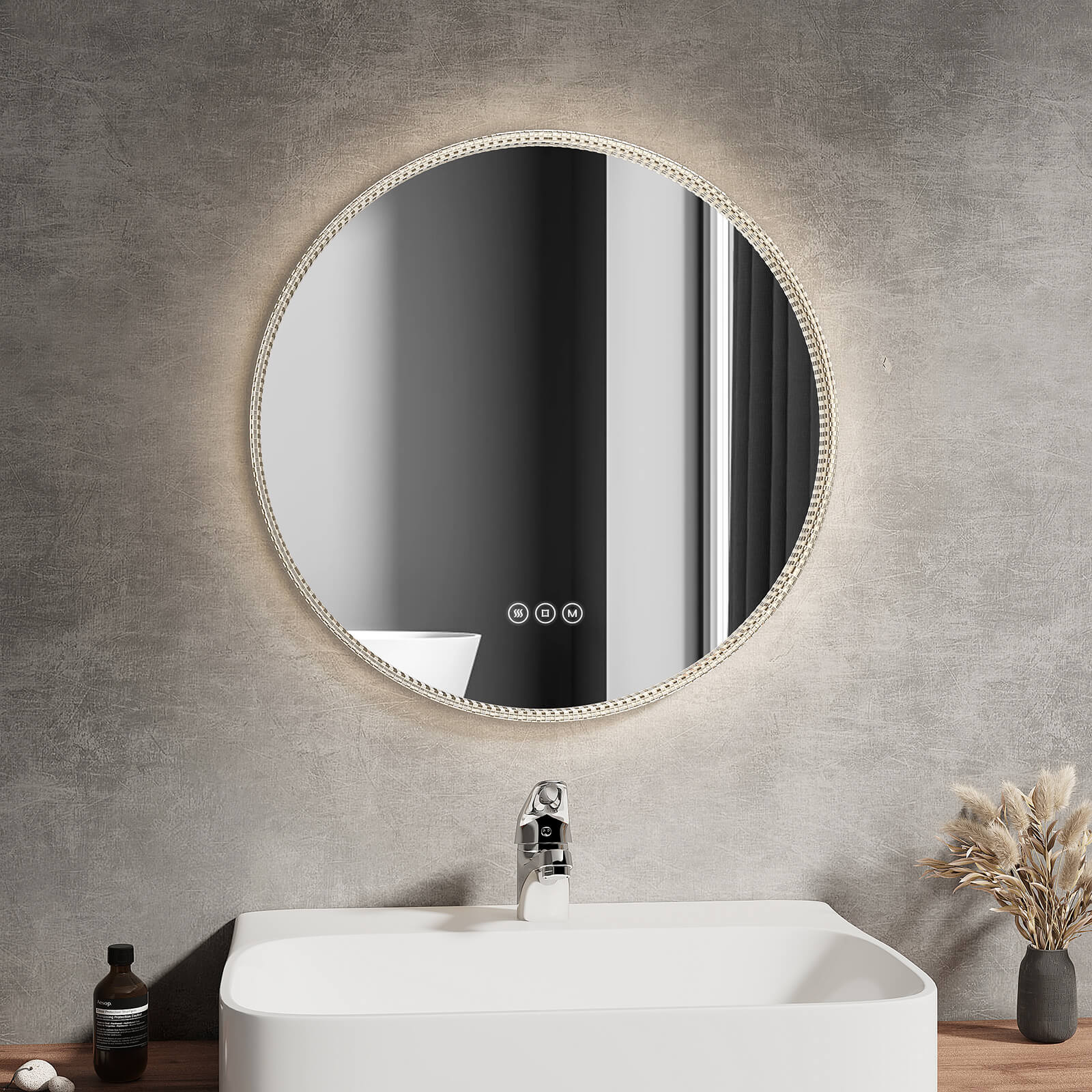 emke-olm13-miroir-salle-de-bain-rond-led-noir-anti-bu-e image 4