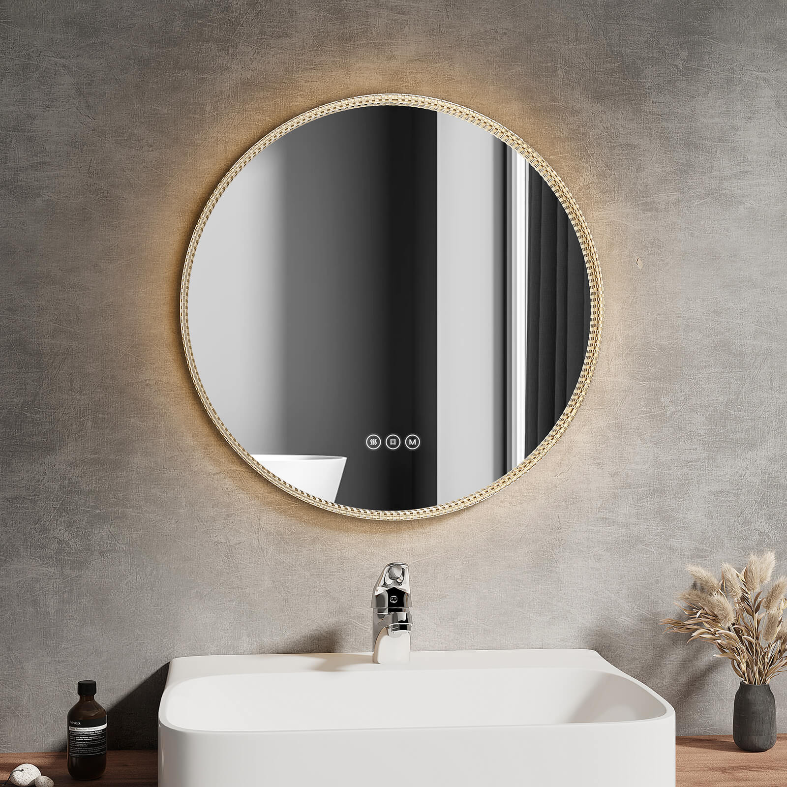 emke-olm13-miroir-salle-de-bain-rond-led-noir-anti-bu-e image 3