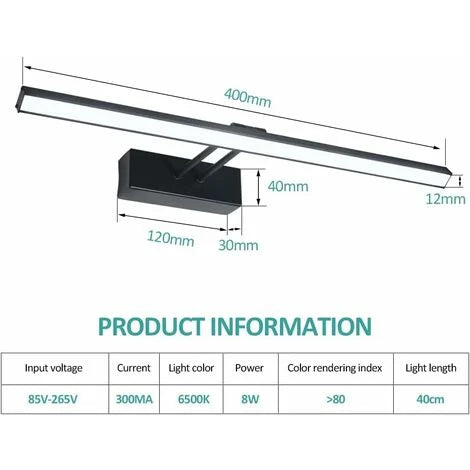 emke-l07-applique-miroir-led-40-cm-noire-6500k-ip44 image 6