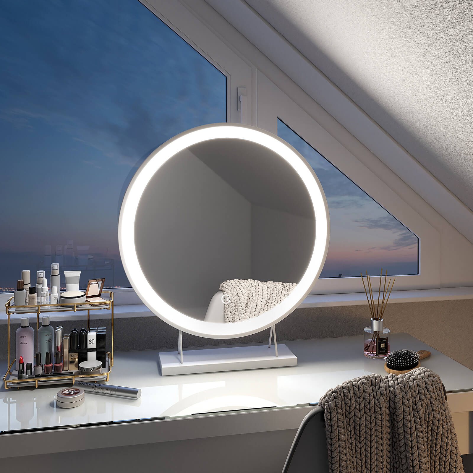 emke-cm01-miroir-maquillage-led-rond-blanc-40-cm-tactile image 2