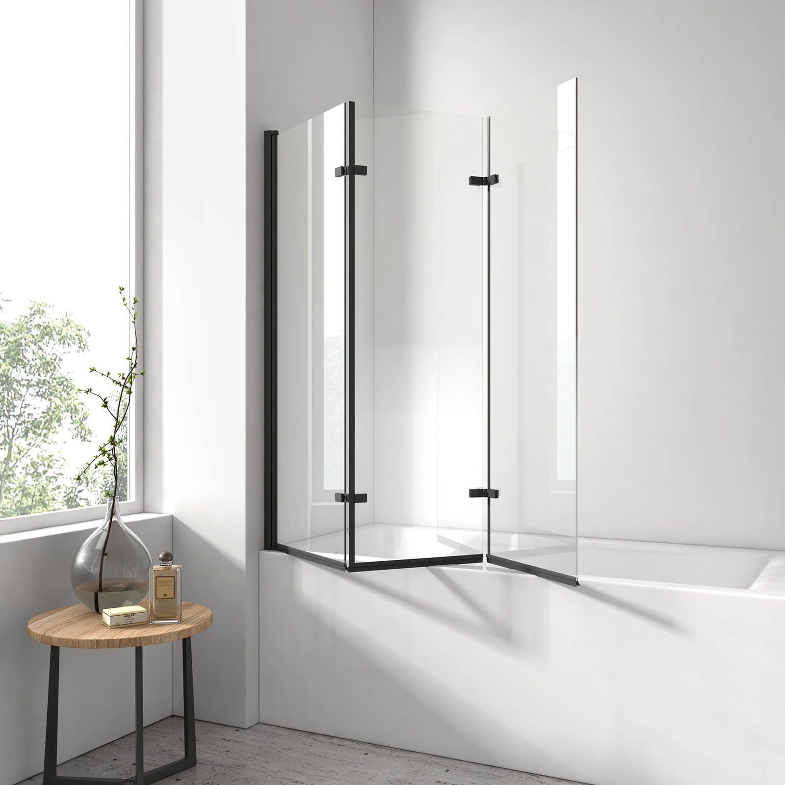 emke-pare-baignoire-120cm-noir-3-volets-verre-6mm image 3